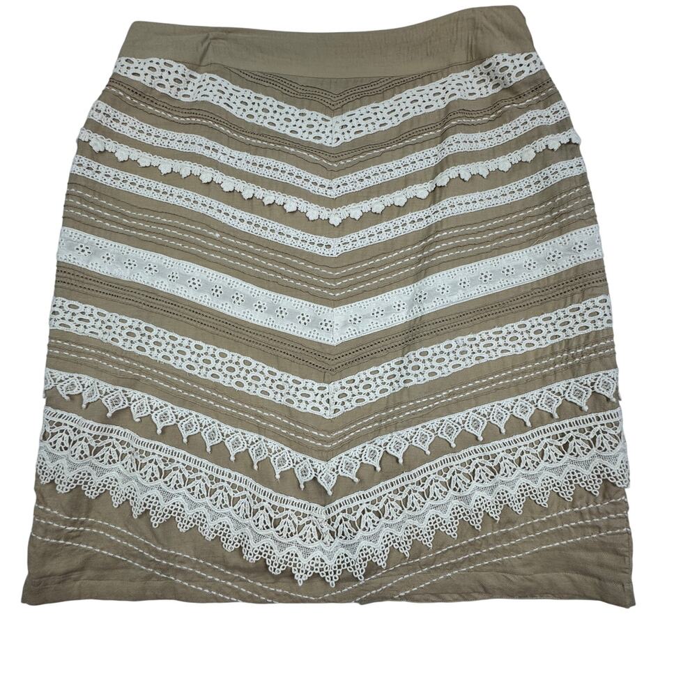 Phase Eight Boho Feminine Viscose Blend Crochet Eyelet Pencil Skirt Women's 16